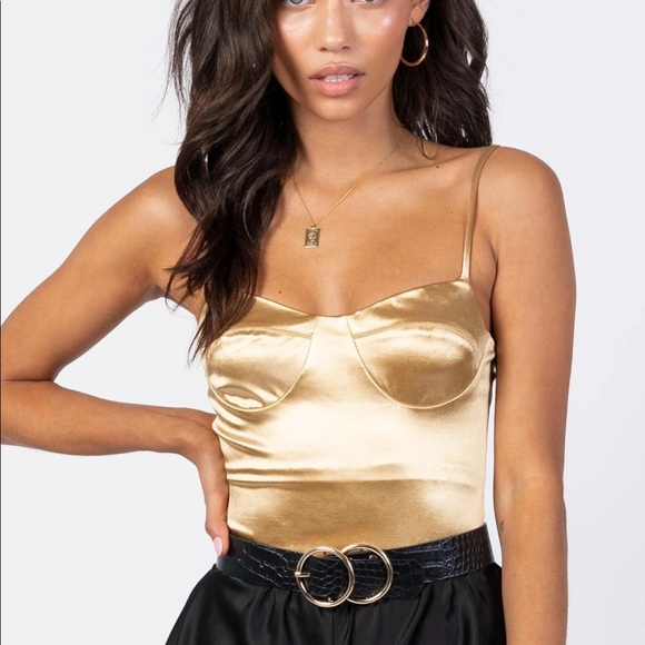Princess Polly Tops - NWT Princess Polly frank bodysuit in gold